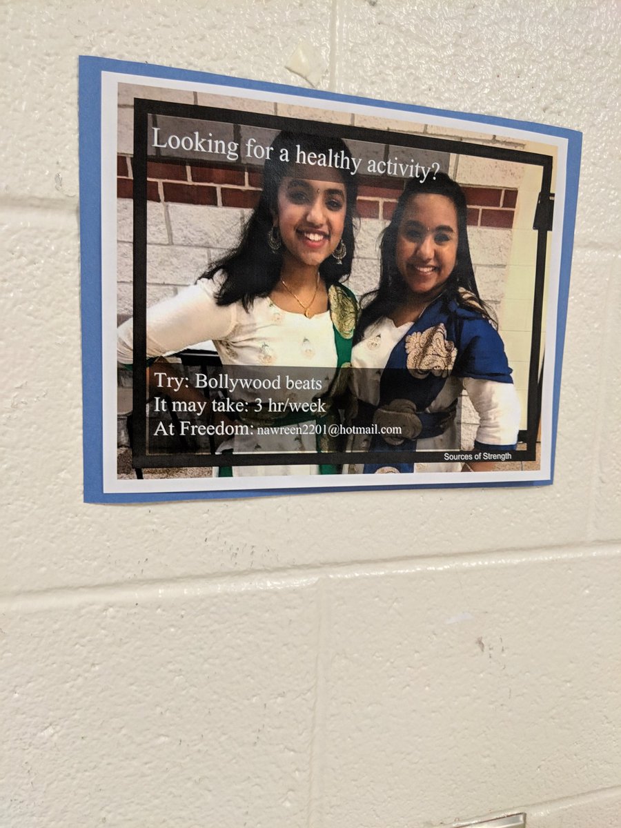 FreedomPBIS's tweet photo. #SourcesOfStrength wants to see your #HealthyActivities. Find ideas around the school of what activities you could try to build a healthier, happier, more connected you! https://t.co/PALomamzVk