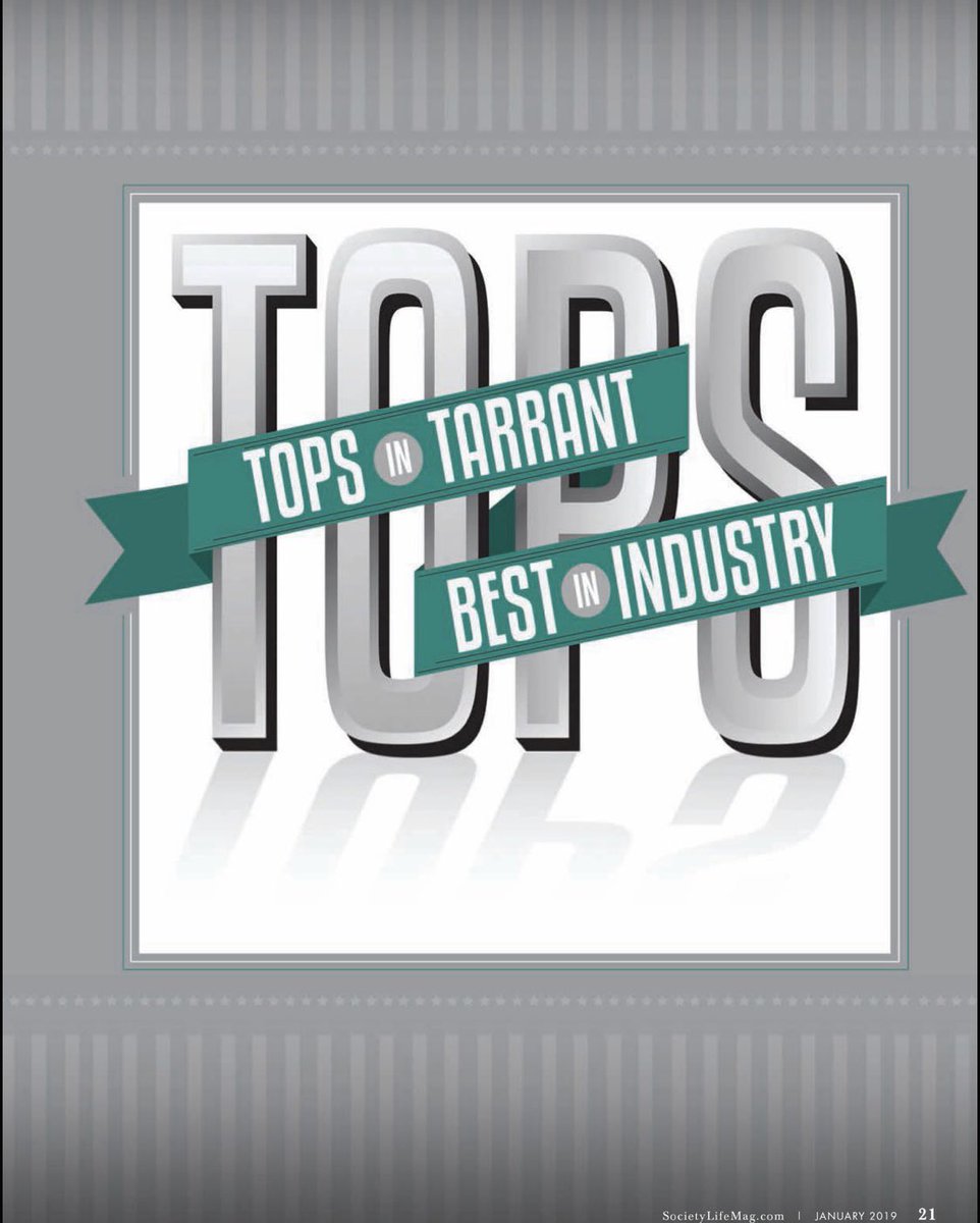 Thank you <a href="/SocietyLifeMag/">Society Life Mag</a> for awarding us Top in Tarrant County! We are very honored!  Thank you to our customers who put in their votes!