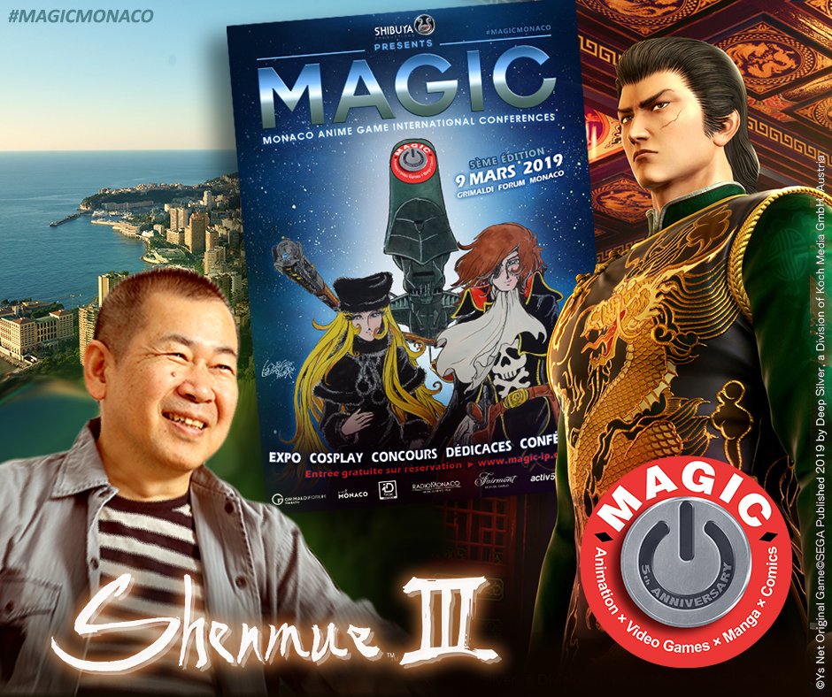 CedricBiscay's tweet image. Follow me and @MagicMonaco , RT this tweet and get 1 chance to win a trip to #MAGICMONACO :
1 flight , 2 nights at @Novotel_FR (3 if outside of Europe)
Personnal meeting with Yu Suzuki in the #Shenmue3 special room in order to enjoy #Shenmue3 ...
Draw on monday ! #MAGIC2019 #VIP