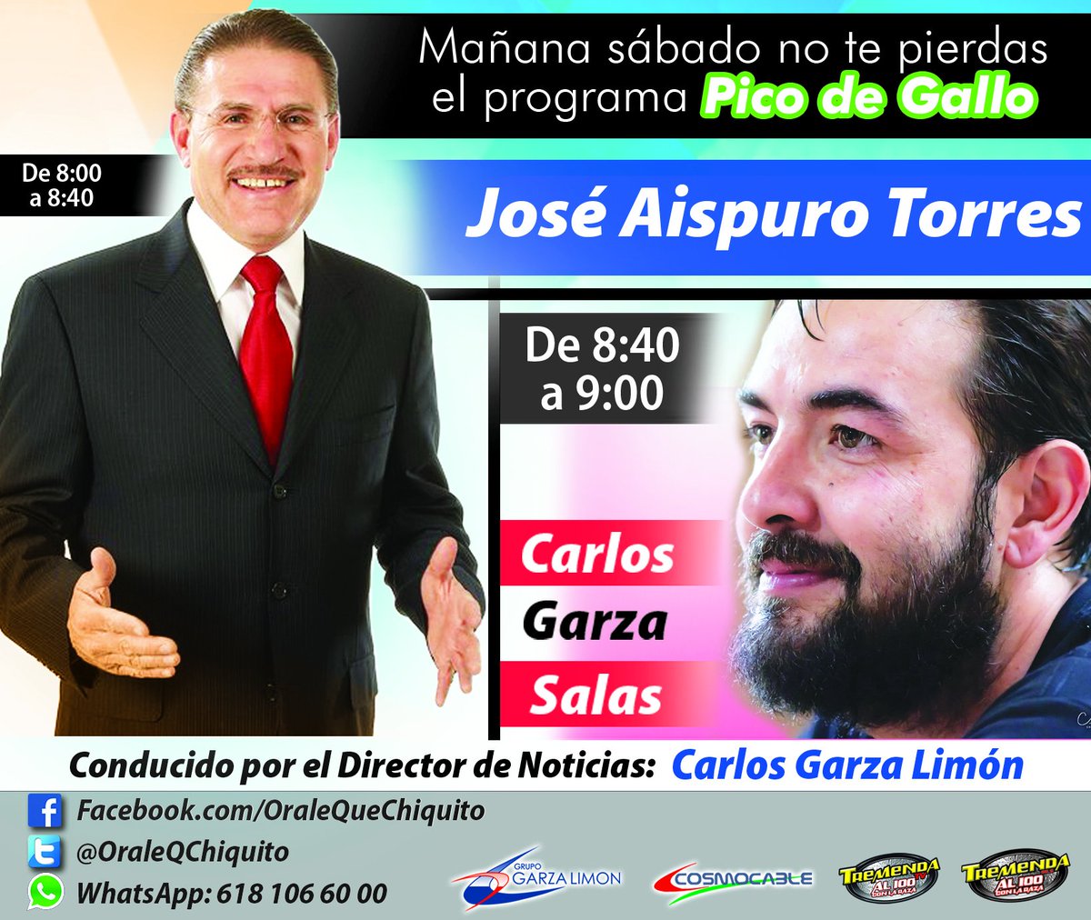 No te pierdas este sábado Pico de Gallo a través del 96.5 FM y tremendatv.com en punto de las 08:00 A.M