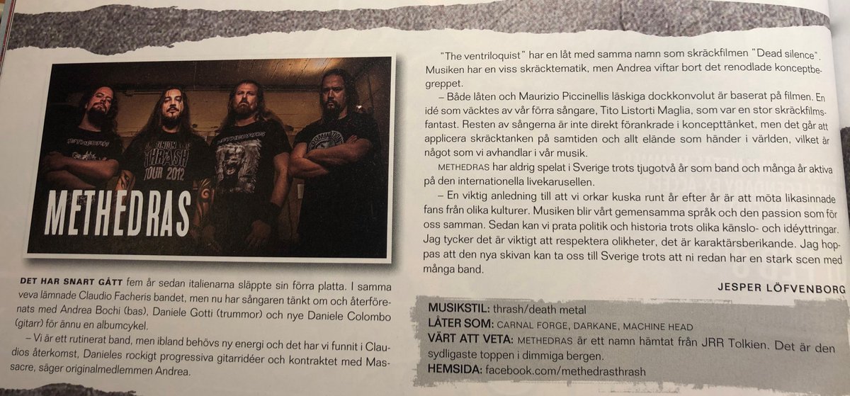methedrasthrash's tweet photo. Other nice interviews from around the globe: this time is #SparkMagazine and #CloseUpMagazine !! 🤘😈🤘 #Methedras #musicmag #musicinterviews #thrashdeathmetal https://t.co/B2ZK4Cu8Sw