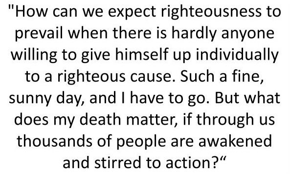 shannonrwatts's tweet photo. Sophie Scholl, 21, was executed 76 years ago today in Germany for leading a student resistance against Hitler. These were her last words as recorded by her cellmate Else Gebel. https://t.co/0nlyaRpkSt