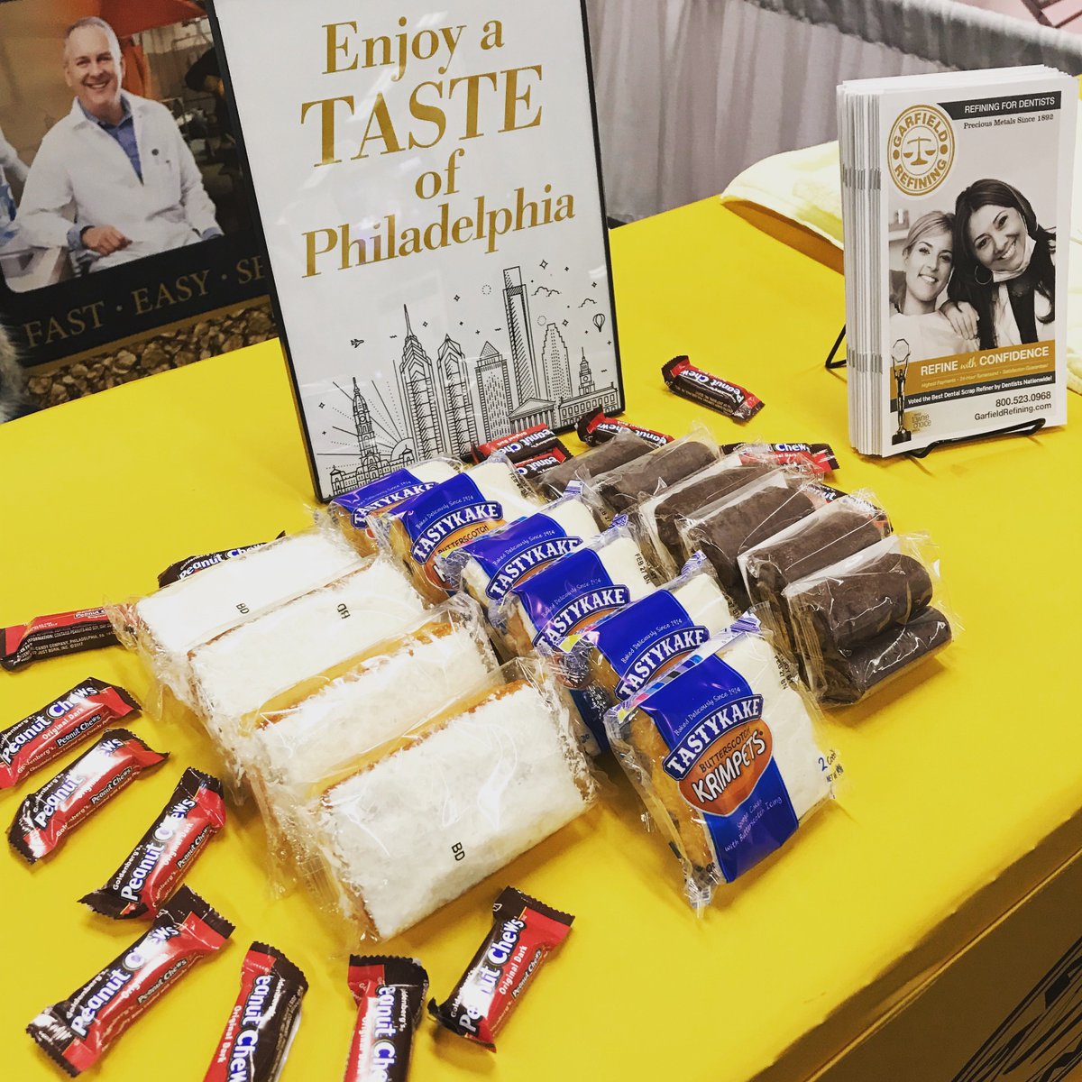 GarfieldGold's tweet photo. Come enjoy a taste of #Philadelphia at LMT Lab Day: Chicago! Visit us at BOOTH E-43 for one of these tasty treats and to talk about refining opportunities!
#LMT #LMTLabDay #LMTLabDayChicago #LMTLabDayChicago2019 #Chicago #DentalLab #Dental https://t.co/EbJQEiyhh7