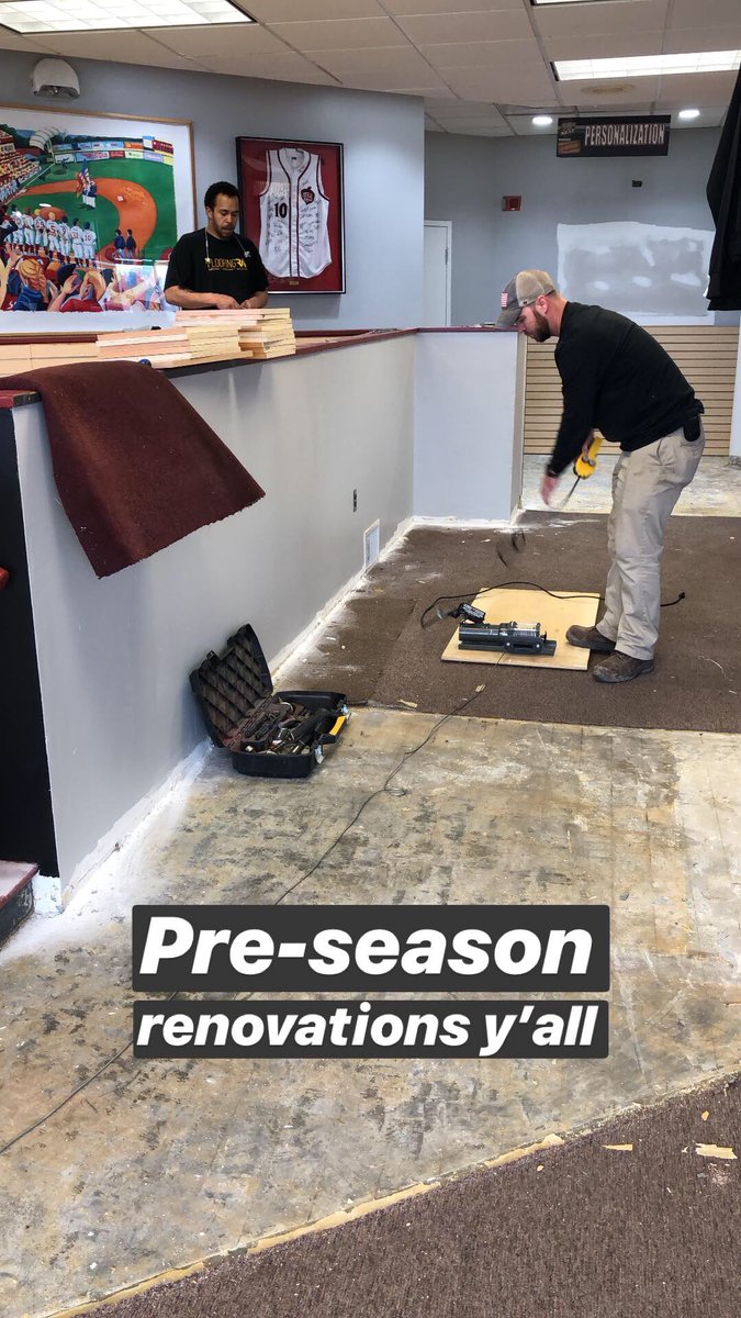 GoSquirrels's tweet photo. New year, new floors. Getting some pre-season renovations done in the Squirrels Nest thanks to our friends at @FlooringRVA! https://t.co/q68aC8syui