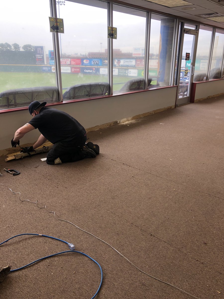 GoSquirrels's tweet photo. New year, new floors. Getting some pre-season renovations done in the Squirrels Nest thanks to our friends at @FlooringRVA! https://t.co/q68aC8syui