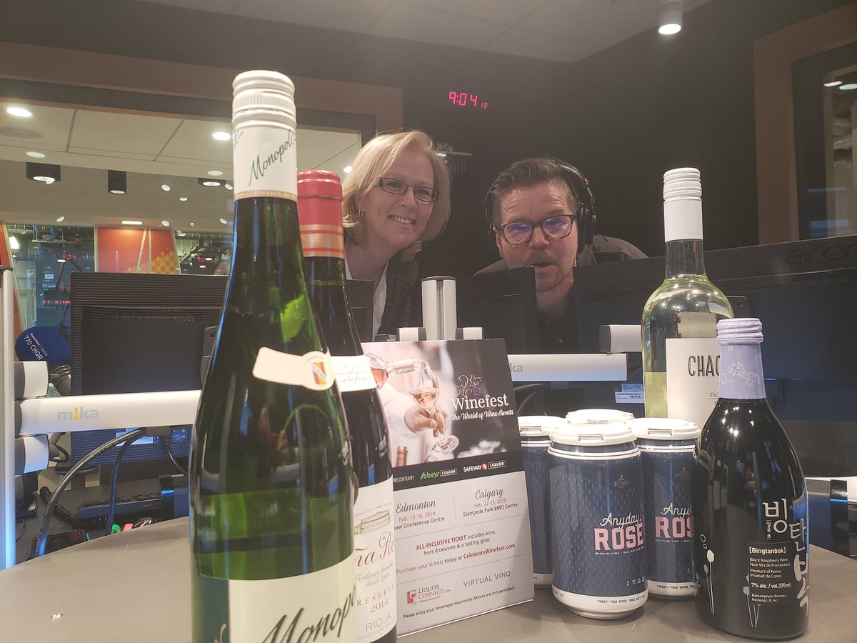 SueAndAndyOnQR's tweet photo. It's wine o clock Calgary! We've got @Winefest in studio. The big celebration of fine and experimental wines is this weekend at the BMO https://t.co/hzNRjuO8ir
