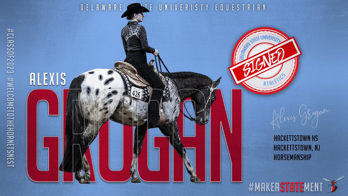 DSUEquestrian's tweet photo. Welcome to the Hornets nest, Alexis! #classof2023 #welcometothehornetsnest #dsu #dsueq #rideforher #ridencea #makeaSTATEment https://t.co/2QKpmQTqSL