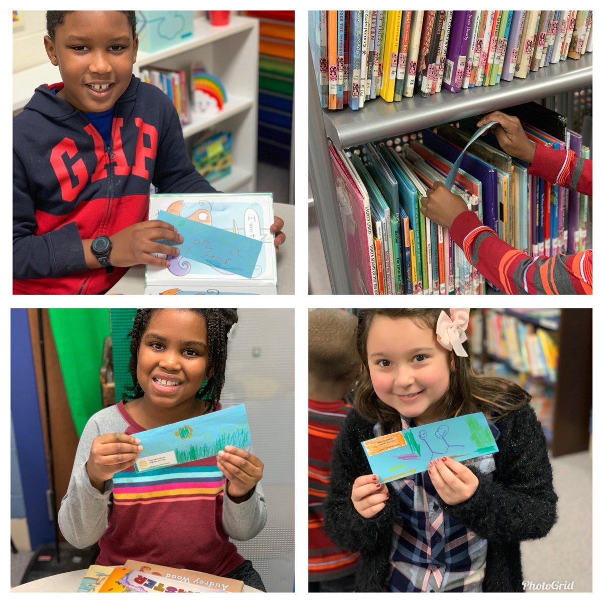 D60HolmesTech's tweet photo. @MrsMarkowski Ss excited to find our #KindMarks hidden inside our Holmes books that 1st gr friends made &amp; hid with @D60Lib for @the_kind_club sharing the 💕in the 📚 #d60learns https://t.co/nBIFFO6mSR