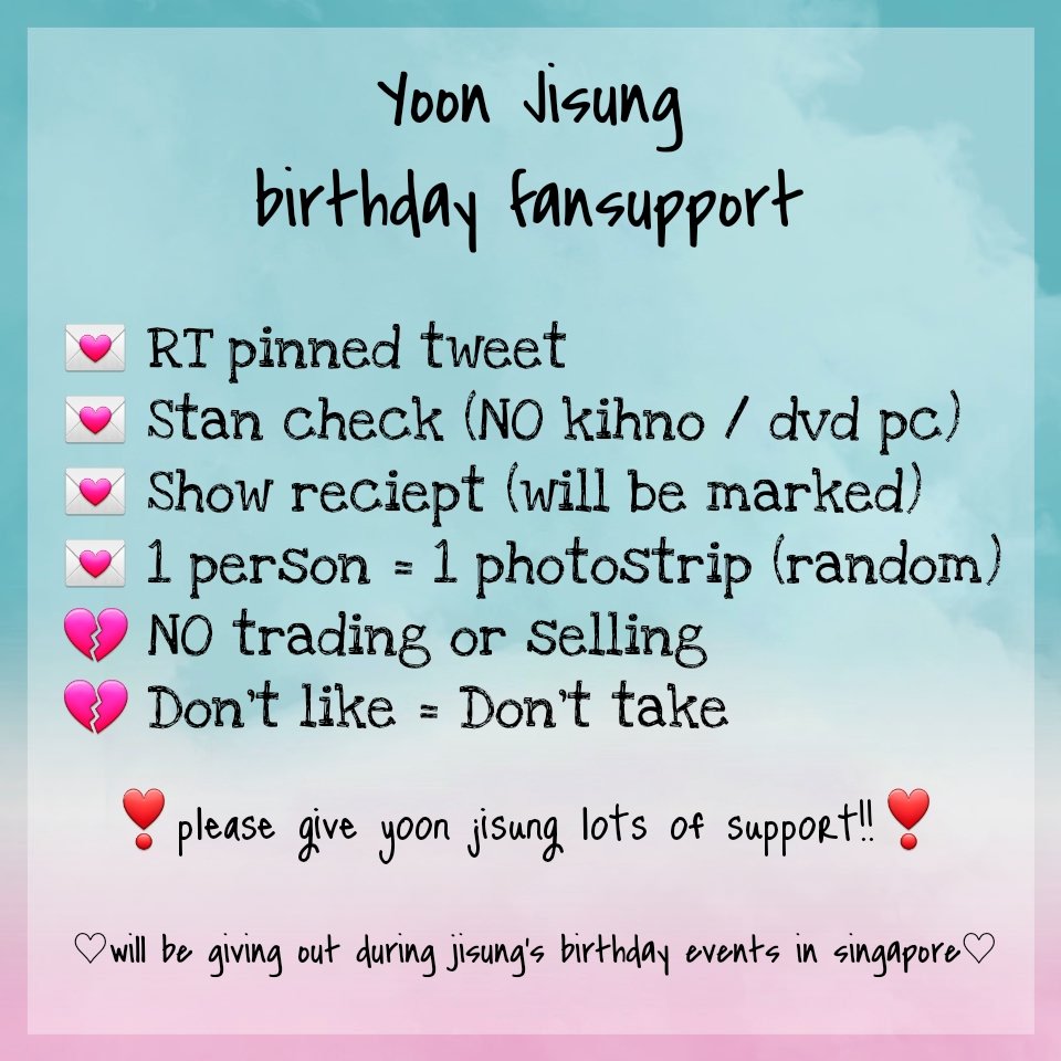 _meg_lim_'s tweet photo. Hello!! I will be giving out my fansupport at Yoon Jisung's birthday events in singapore ^^ 

Time: tbc (will be updated under this tweet)
Location: @LSkycafe @0308JSDAY @foryoon_cafe 

#Limitless_SkyCafe #HappyYoonDay #MIRACLEOFSPRING #0308JSDAY https://t.co/QZ3aauY6A1