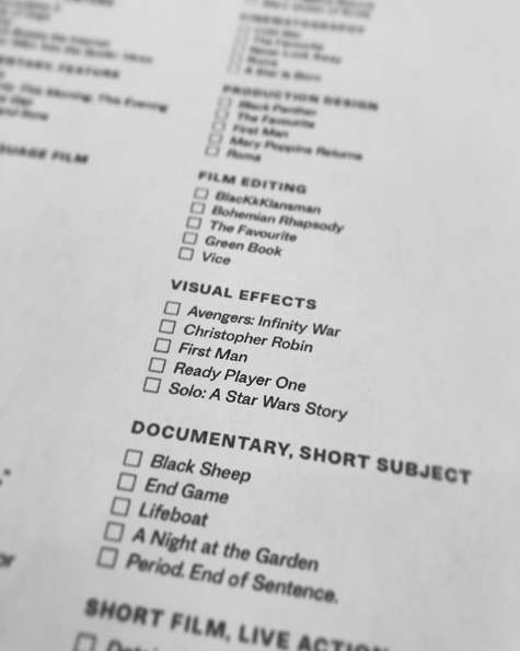 RT @hybridetechno: Wishing our friends at Industrial Light &amp; Magic the best of luck this weekend at the #oscars #bestvisualeffects #solo #starwars #VFX 
#FingersCrossed