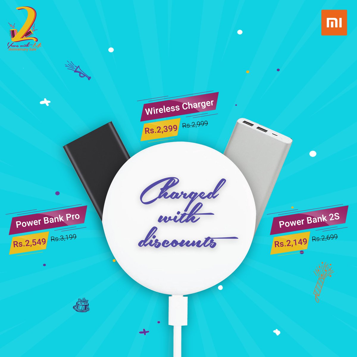 Xiaomi_Pakistan's tweet photo. The sale is loaded with discounts. Get charged with up to 50% off on Mi products.
Shop here: https://t.co/PnHHqv6ZfZ
#2YearsWithMi #MiAnniversarySale https://t.co/vDvsrftgrO