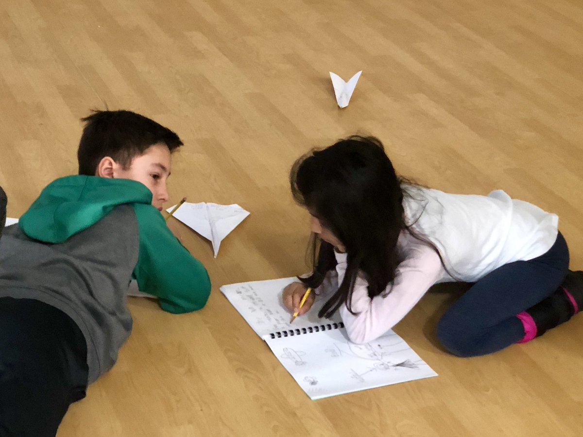 Monroe_Mustang's tweet photo. Monroe Mighty Writers &amp; @jhorne181 were creating early today @monroelearns . They watched the short clip “Soar” (link below), paired up with an older/younger student to finish the story &amp; wrote on paper airplanes✈️ 📝 . Monroe Mighty Writers is open to all grades, Fridays 7:45 am https://t.co/3NdnHyXu1u