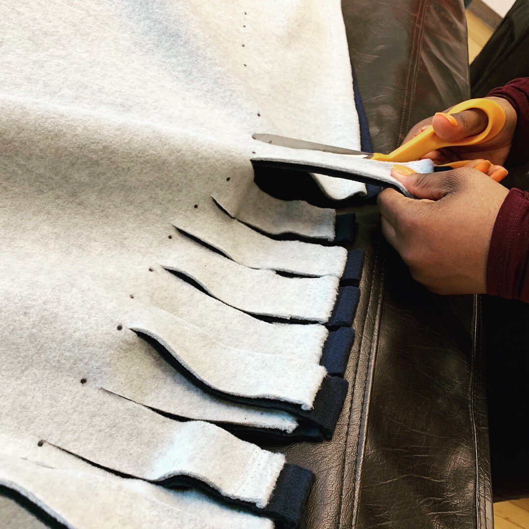 CampHarborView's tweet image. We are making Fleece blankets for @PineStreetInn. Look at those hands go to work! #WarmAndToasty