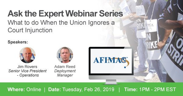 AFIMACGlobal's tweet photo. What to do When the Union Ignores a #CourtInjunction? Space is limited!
Reserve your #webinar seat now at https://t.co/eDthPE4WHX https://t.co/6i9mKpEjWz