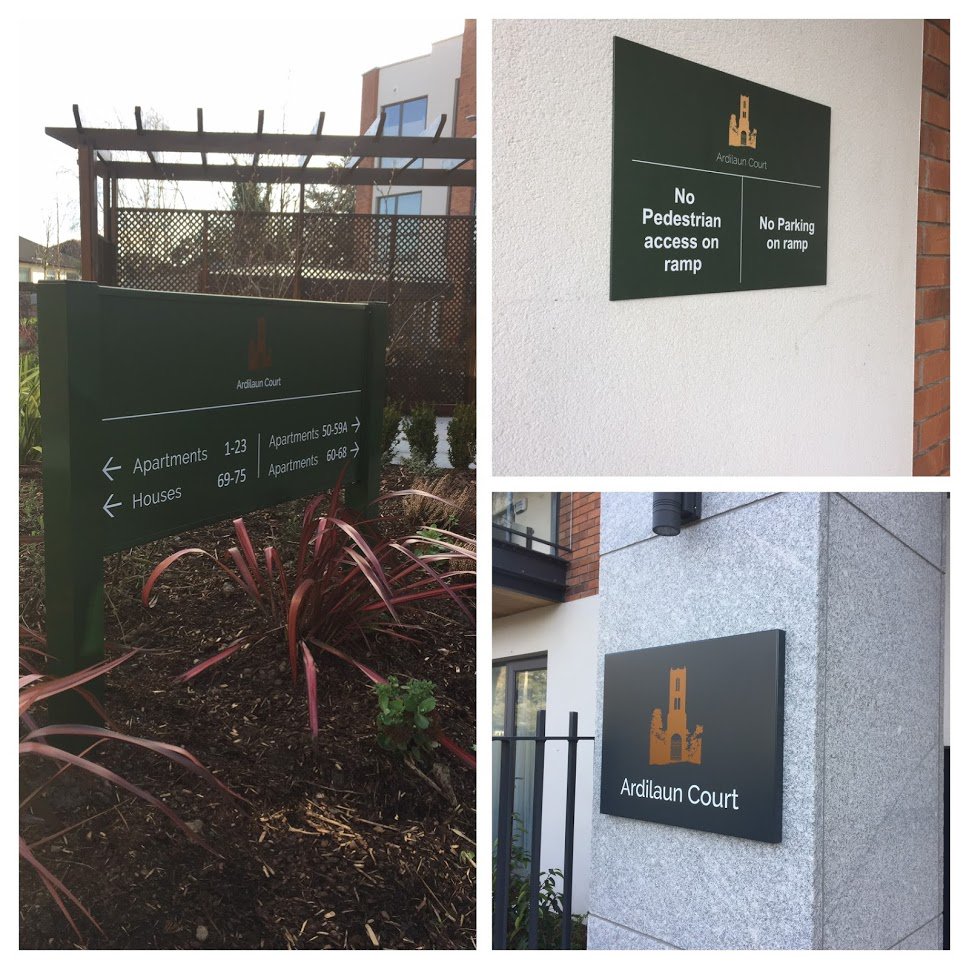 Signsireland's tweet photo. External and internal signage manufactured and installed for MKN in the fabulous Ardilaun Court development in Raheny, Dublin #dublinsigns #signsireland #newbuilds #construction #buildingconstruction https://t.co/Tm18ZE11I6