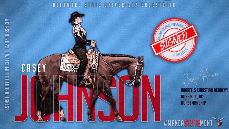 DSUEquestrian's tweet photo. Welcome to the Hornets nest, Casey! #classof2023 #welcometothehornetsnest #dsu #dsueq #rideforher #ridencea #makeaSTATEment https://t.co/47KVGGgjiG