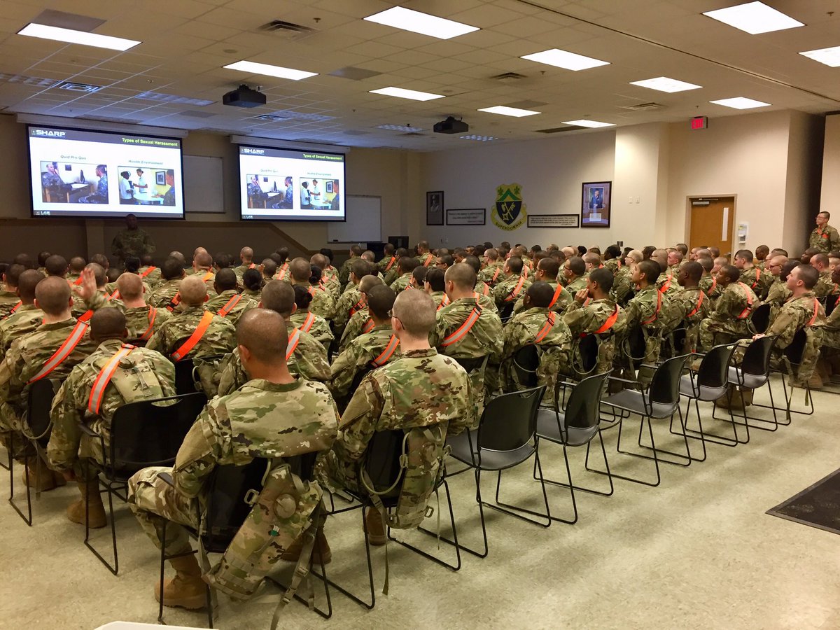 RedKnightHQ66's tweet photo. Bulldogs on Day 2.  B/1-81 AR conducting mandatory training to bring all of these exceptional volunteers into the Army fold.  Talking Army Values and Sexual Harassment/Assault Reporting and Prevention this morning.  @FortBenning #buildingamericasarmy #WarriorsWanted https://t.co/wEnWHkXbZC