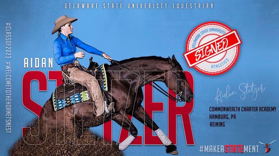 DSUEquestrian's tweet photo. Welcome to the Hornets nest, Aidan! #classof2023 #welcometothehornetsnest #dsu #dsueq #rideforher #ridencea #makeaSTATEment https://t.co/Q294mt8uok