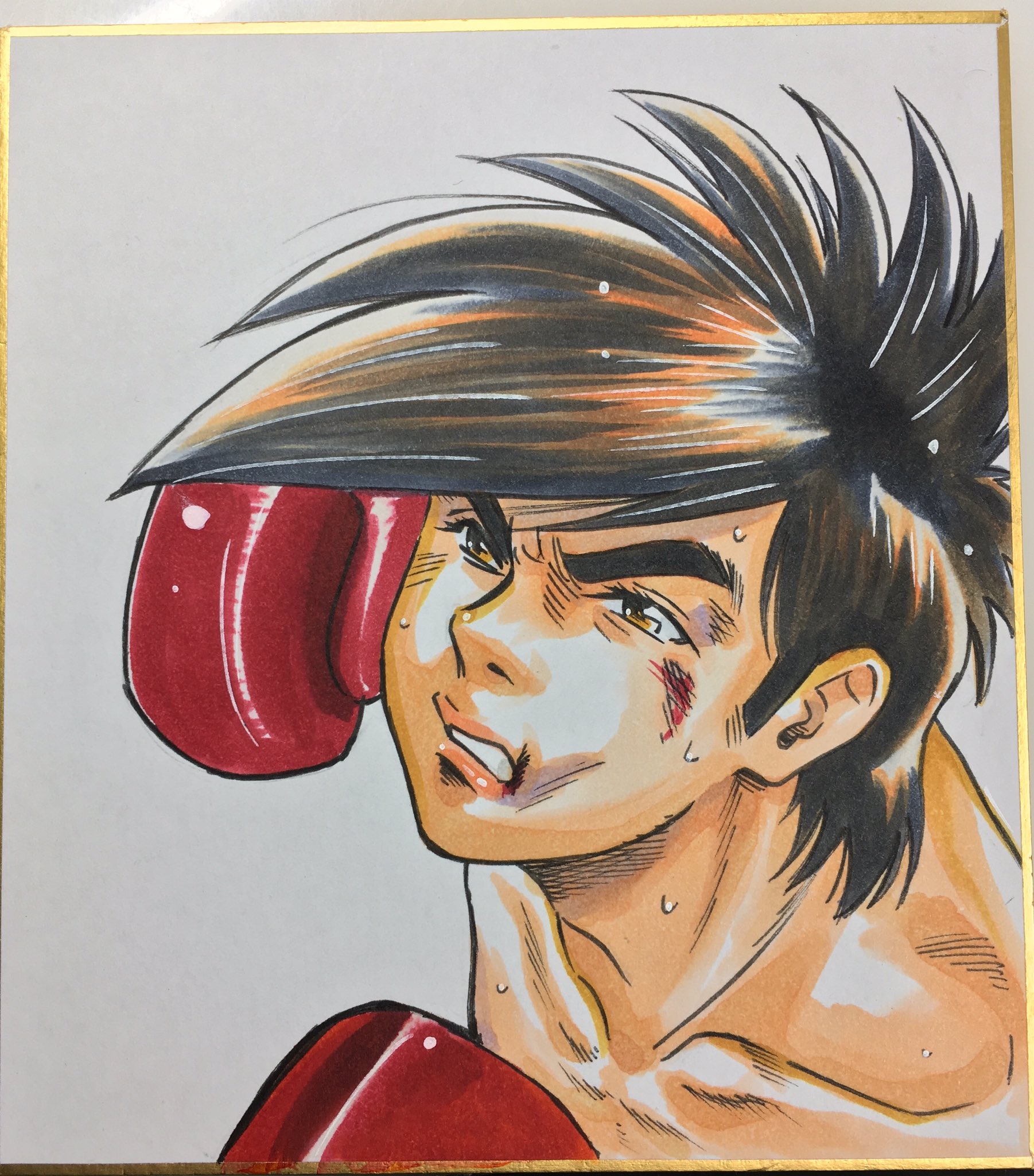 やまもとゆきお 漫画家 今日の楽描き あしたのジョー 矢吹丈 明日はどっちだ クロスカウンター ホワイト仕上げし忘れてたので再アップしました T Co Fhktcbuesb Twitter