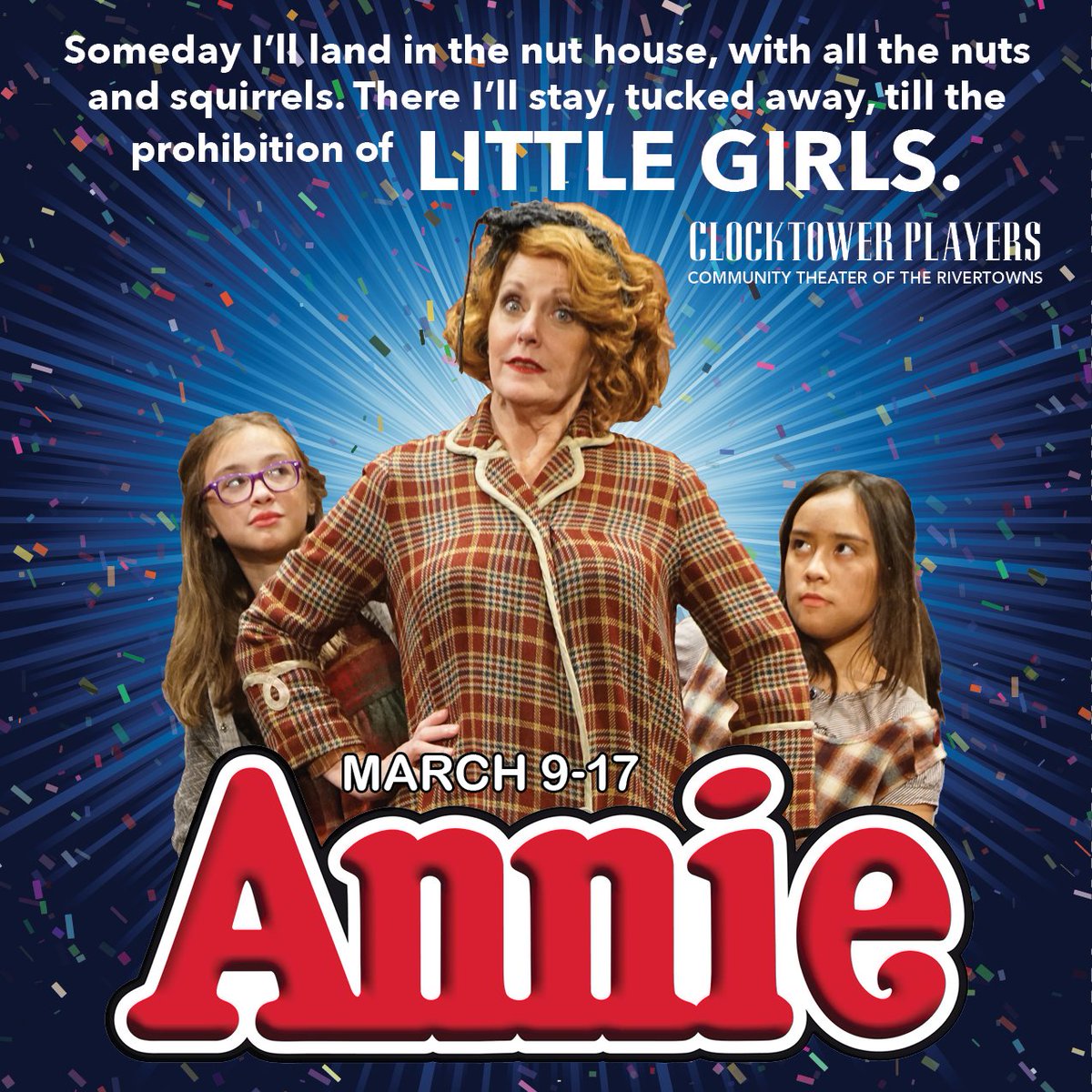 CTPlayers's tweet photo. HIL-LAR-EE-OUS! Cagle sings LITTLE GIRLS. @ctplayers @irvingtonny #caglecomedyqueen #gettixtodaynottomorrow #itht #irvingtonny #clocktowerplayers #anniethemusical Click for tickets! - https://t.co/uR9dhSxXa5 https://t.co/ECYKDwIs9J