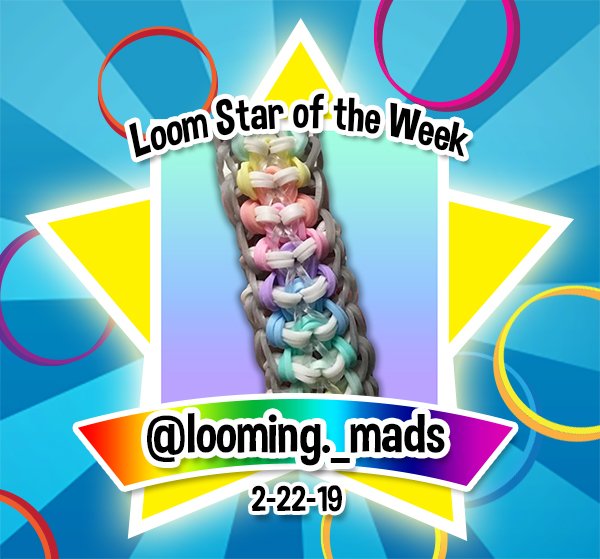 RainbowLoom's tweet photo. Congratulations to @looming._mads you are Loom Star of the Week! Your pastel "Bam Bam" bracelet is so dreamy.
🌸✨🦄
Design and Tutorial @loves2loom
Happy Friday and Loom on!
#RLstar #LSOW https://t.co/bLBDrVXlrj