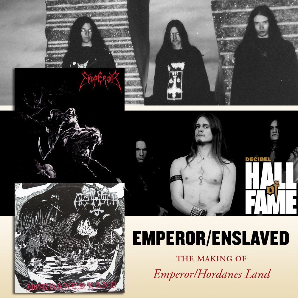 dbmagazine's tweet image. The legendary #Emperor / @EnslavedBand spilt album from 1993 is the latest Decibel Hall of Fame inductee. Read the 8-page story, featuring interviews with all of the members from each band in the March issue! 
tinyurl.com/decibel173 #enslaved #blackmetal #vikingmetal #norway