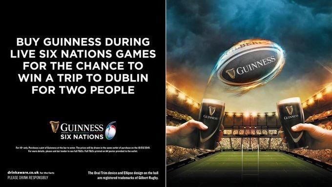 It’s back! And so is the chance to WIN a trip to Dublin for 2 people when you enjoy a pint of Guinness here with us during the Six Nations! #GuinnessSixNations 

🏆 Round 3 

🇫🇷 vs 🏴󠁧󠁢󠁳󠁣󠁴󠁿 
🏴󠁧󠁢󠁷󠁬󠁳󠁿 vs 🏴󠁧󠁢󠁥󠁮󠁧󠁿 
🇮🇹 vs 🇮🇪