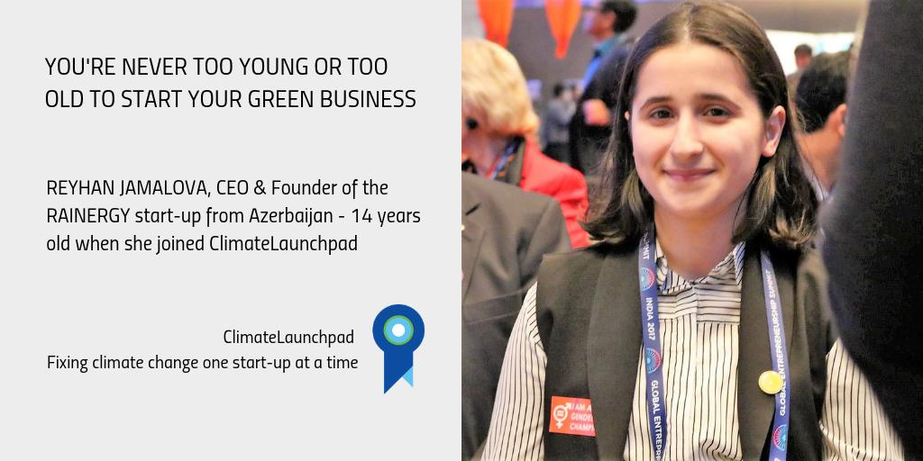 ClimateLaunch's tweet photo. She's not the only #young #entrepreneur in our competition, but she definitely is the youngest. And she's featured on the Forbes 30 under 30 list too. Check out Reyhan's inspiring story on our blog ➡️https://t.co/iVT7YoMkrz

#CLP19 #greenbusiness #entrepreneurship #climatechange https://t.co/pIMIlXJa77