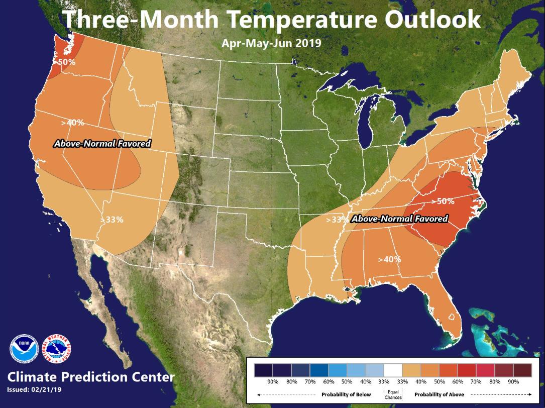 NWSSeattle's tweet image. Tired of the cold?

Need something to look forward to?

The outlook for April-May-June favors above average temperatures for the PNW. #wawx

*places hands back in front of space heater*