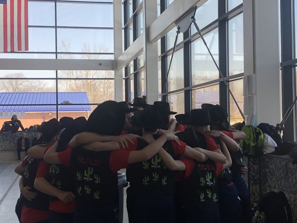SLyonSwimDive's tweet photo. This ain’t our first rodeo!  The 2019 conference theme is revealed!  Prelims are underway!  Now let’s go win the @LakesVC title.  @BeEast_Cougars @slhslions https://t.co/vEMxzMHNHC