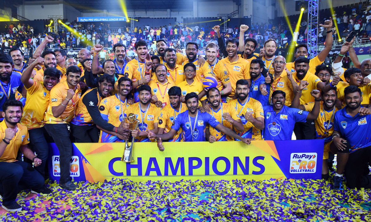 RuPay_npci's tweet photo. Trouncing their opponents in the final battle leading to a 3-0 win! CHAMPIONS for a reason.
#RuPayPVL #ThrillKaCall @SonyLIV @SPNSportsIndia #GoVolley @chennaispartans https://t.co/a1BIG0rvvF