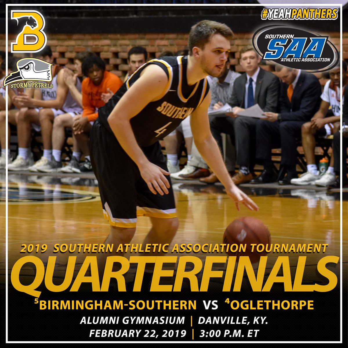 🏀 No. 5 seed @bschoops opens the 2019 @SAA_Sports Men's Basketball Tournament against the fourth-seeded Stormy Petrels today! #yeahpanthers 🆚 @OgleAthletics1 📍 Danville, Ky. ⌚️ 3 p.m. ET 📊 ow.ly/3OfE30nMOjc 👀 ow.ly/lwf630nMOkk