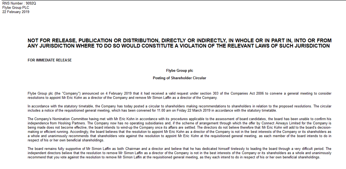 TradeInsights's tweet photo. #FLYB RNS - 
Flybe Group plc
 Posting of Shareholder Circular https://t.co/X8p6e1pOp7