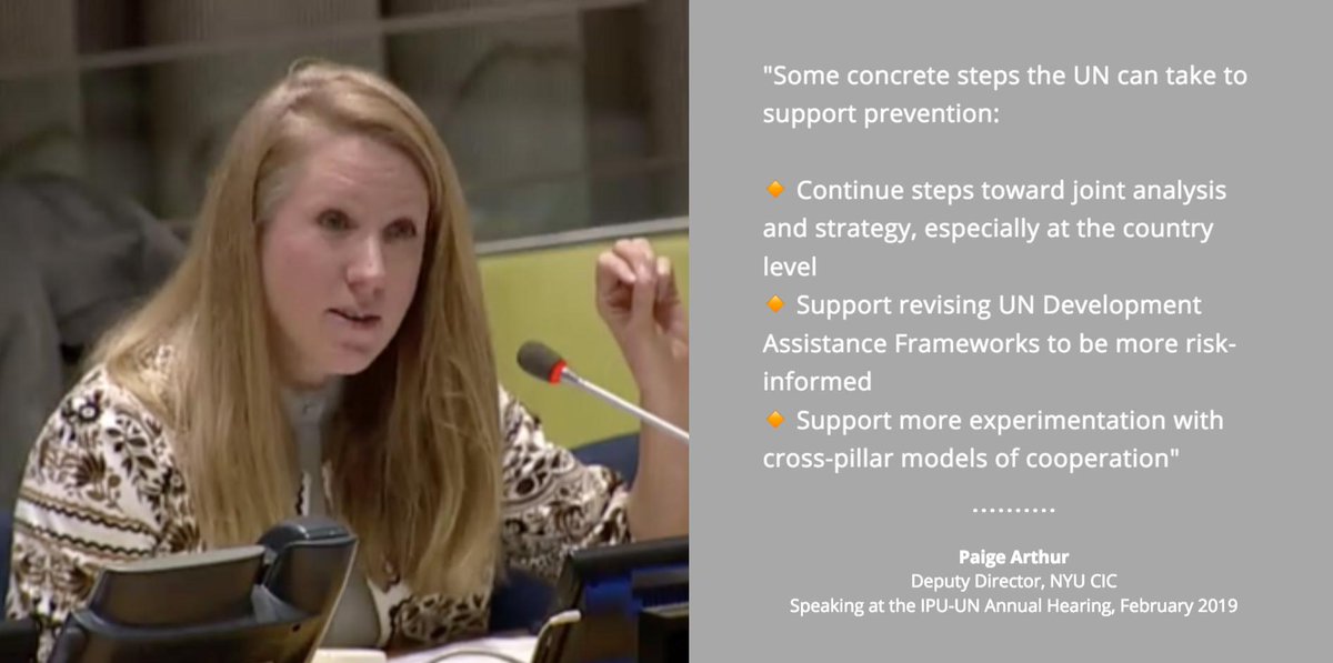 nyuCIC's tweet photo. Paige Arthur of @nyuCIC at IPU-@UN #AnnualHearing giving some concrete steps the UN can take to support prevention. https://t.co/9CwojQ5SLC