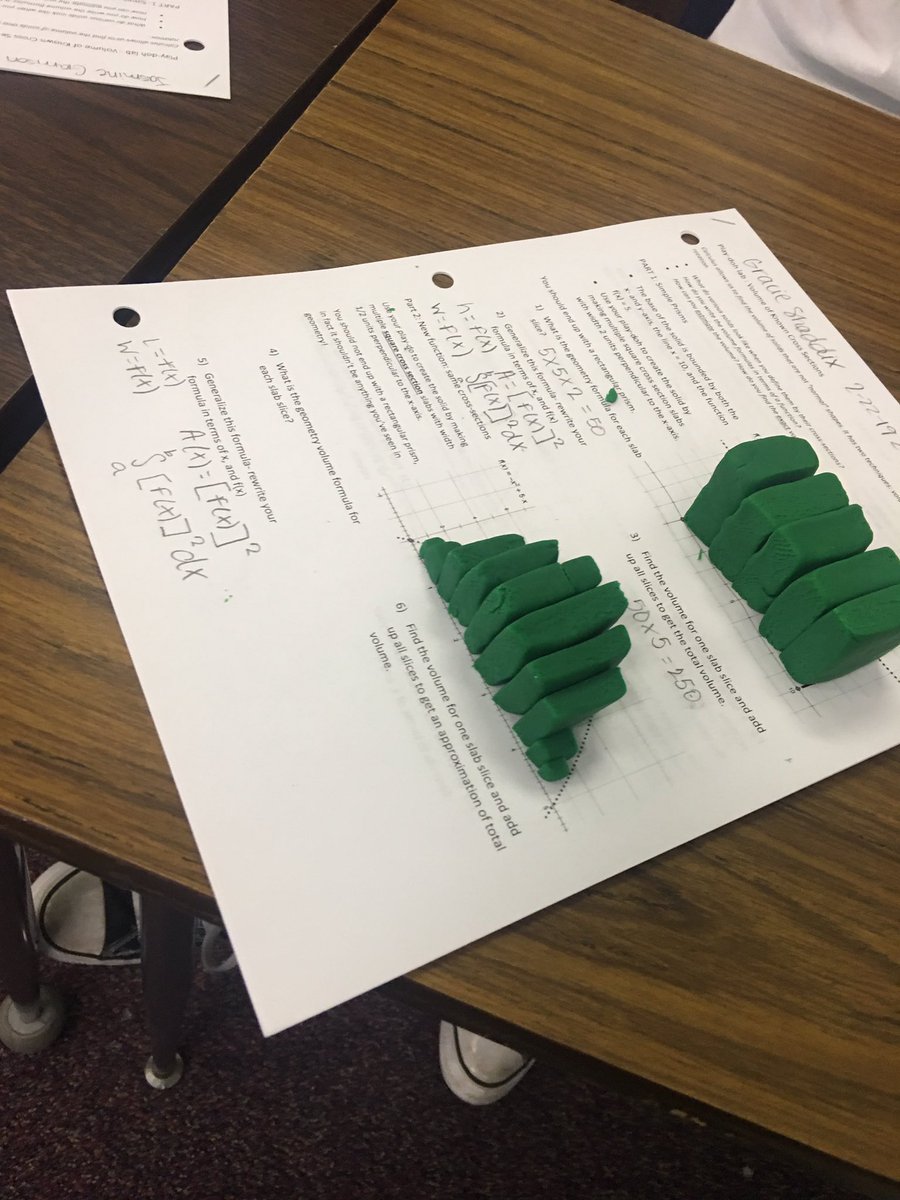 the_math_hatter's tweet photo. Today in #APCalculus we made 3D solids with different cross sections out of #playdoh #APCalRocks @iteachmathcalc #MTBOS https://t.co/E7EcdOVv70