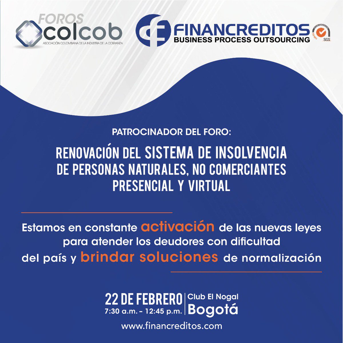 Financreditos's tweet photo. Estamos Presente en el Evento de " RENOVACIÓN DEL SISTEMA DE INSOLVENCIA DE PERSONAS NATURALES NO COMERCIANTES , PRESENCIAL Y VIRTUAL"  #ForoInsolvenciaColcob #Colcob_Colombia 
#Gloria Urueña https://t.co/J2uZudak1B