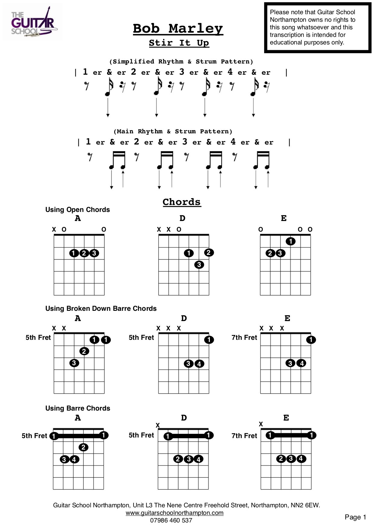 Guitar School Northampton on Twitter ""Stir It Up", Bob Marley. This