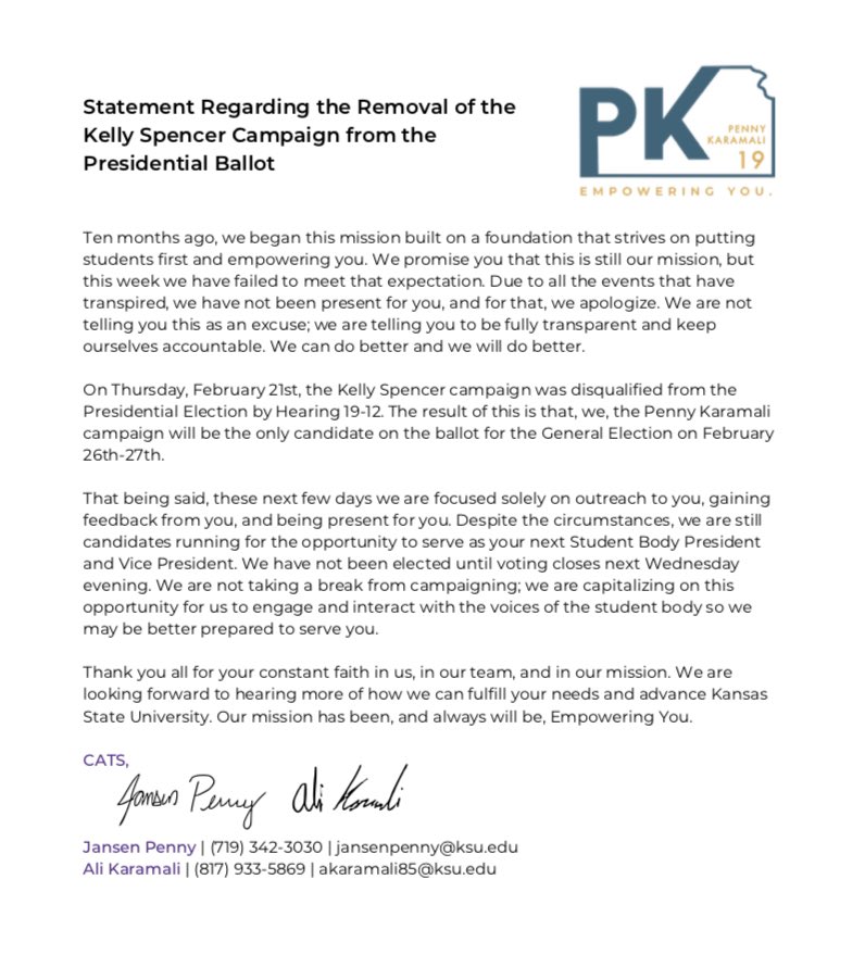 Read below our statement regarding the recent events pertaining to SGA Elections
