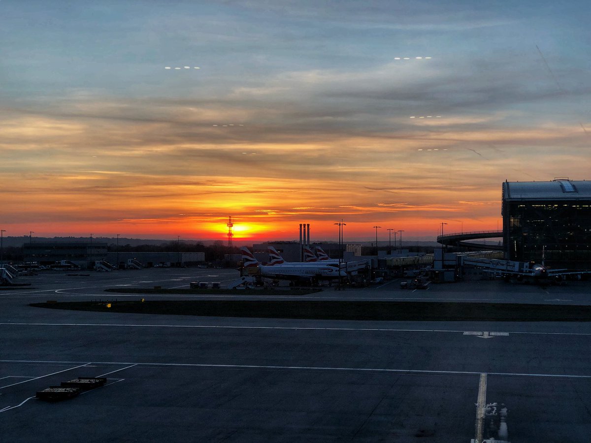 Sunset at airport