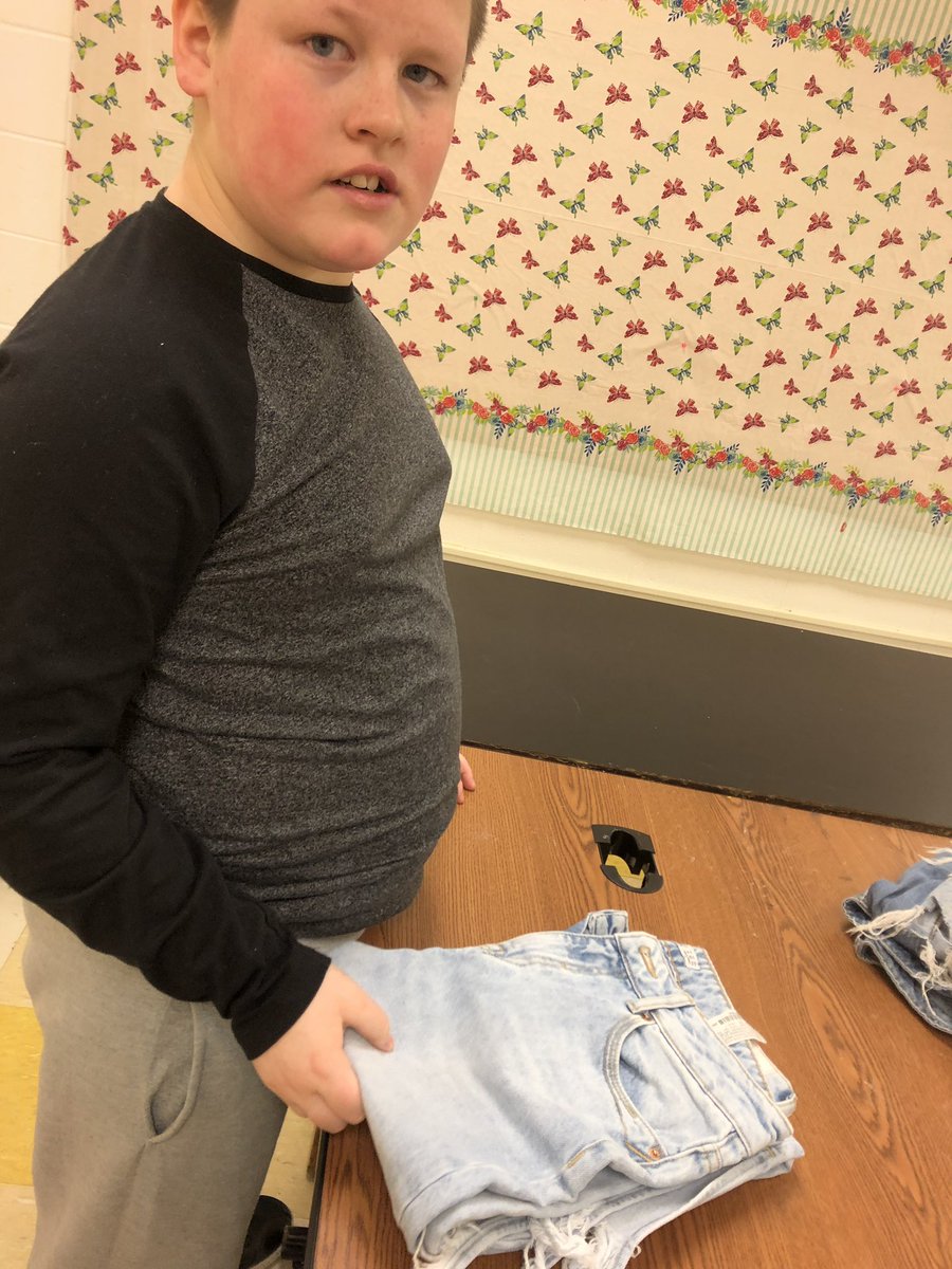 Worked with some students today learning how to fold clothes. They are rockstars and making such gains with their life skills! #TigerStrong