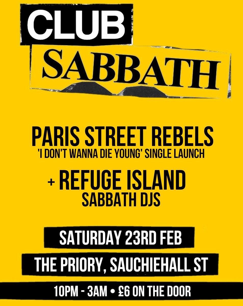 TOMORROW NIGHT!

<a href="/Paris_St_Rebels/">Paris Street Rebels</a> are launching their new single 'I Don't Wanna Die Young' with support from Refuge Island ⚡️

10pm - 3am • £6 on the door