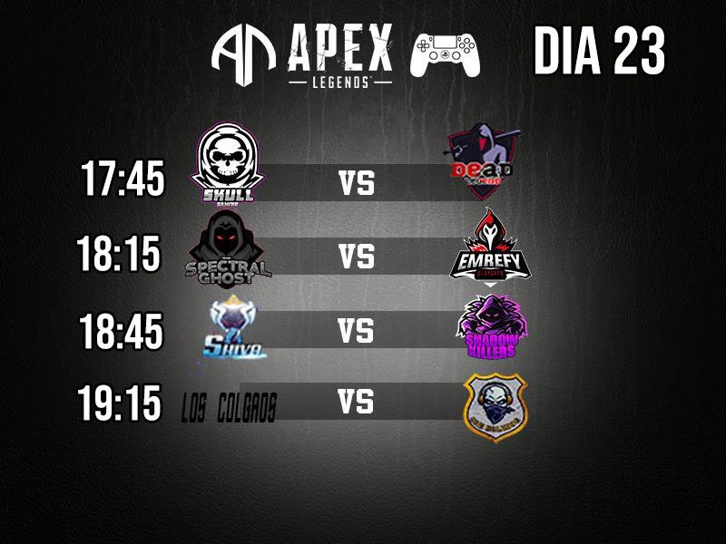 ApexTorneo's tweet photo. Viendo la encuesta el torneo se celebrará mañana y el domingo!
💪🏻@skullgamingclub vs @Akotyyk🤙🏻
💪🏻@SpectralGhostSp vs @EmrefyC 🤙🏻
💪🏻@ShivaEsports vs @ShadowKillers_ 🤙🏻
💪🏻@che_eSports vs @IamGoLii🤙🏻
Cualquier cambio contactar con el equipo rival y a la organización ❤️ https://t.co/YEDQEjdvEl