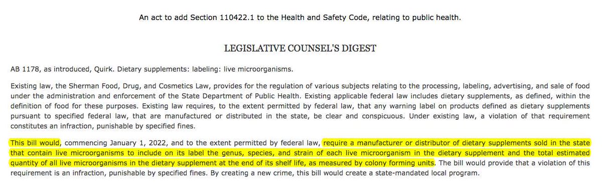chrishendel's tweet photo. Wow. Go @California @AsmBillQuirk 👍💪
AB-1178 Dietary #supplements labeling: live microorganisms
https://t.co/dObjH0U7Zu
#probiotics #probiotic #livemicroorganisms https://t.co/6ejdvvzoq3