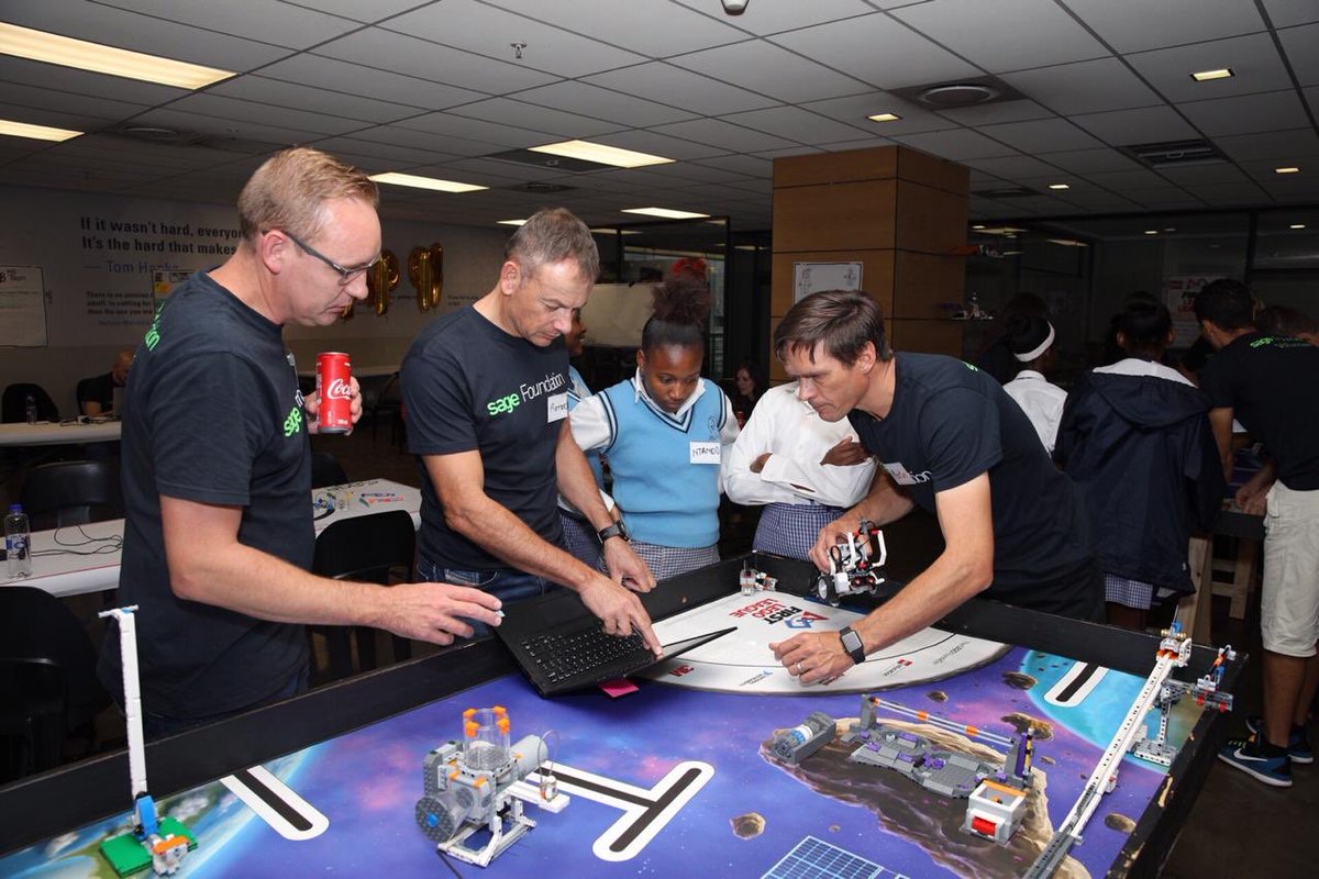 Kea_N's tweet photo. Just another awesome @sagefoundation #volunteering event with @PieterBensch @mattkibby @NNombika @philipmeyer @peterjohnb 
at @SageGroupZA Thanks  for letting us be apart of your #STEM education journey @social_coding #ICT #coding #robotics https://t.co/bSPBBWX2RX