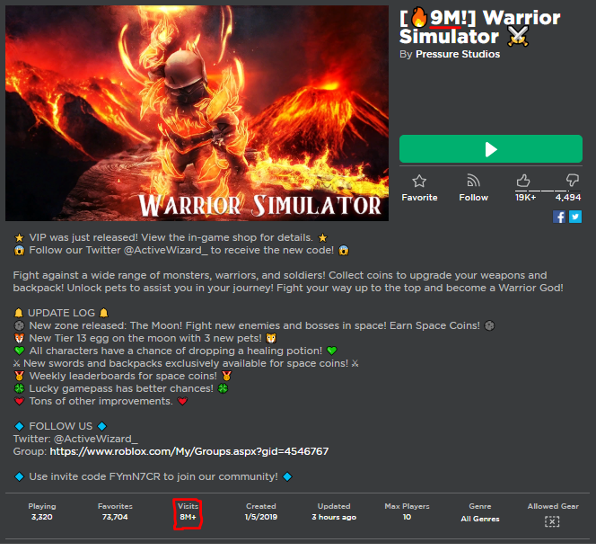 Firemax On Twitter Lol Xd Activewizard Roblox Robloxdev - codes for the roblox game warrior simulator 2019