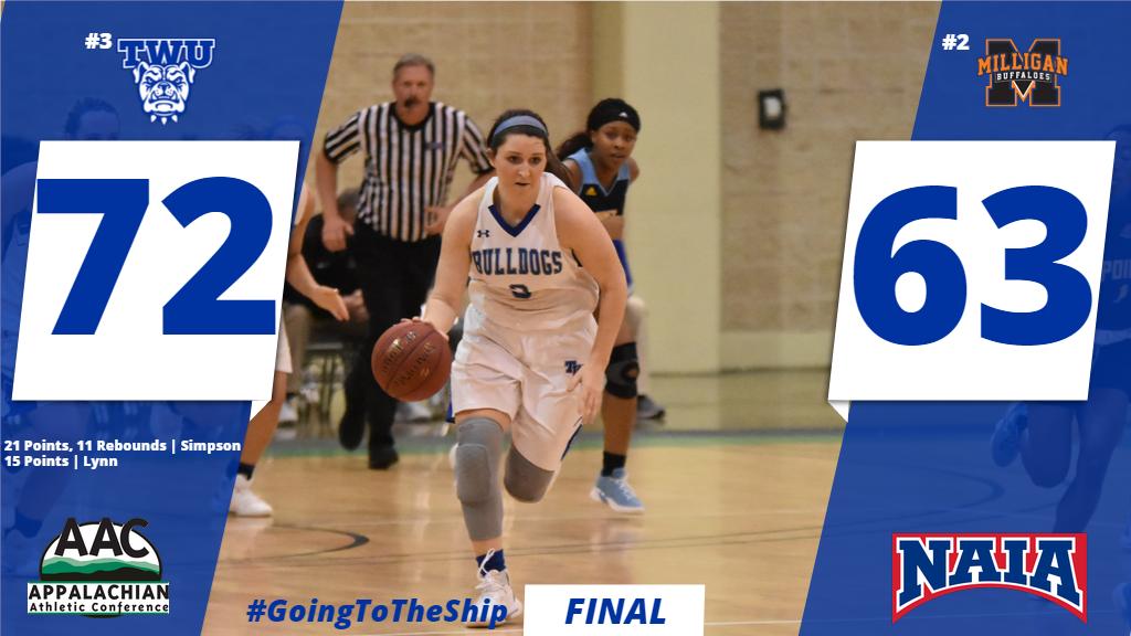 twbulldogs's tweet photo. Third-seeded #TWUWBB is GOING TO THE @AACsports CHAMPIONSHIP after upsetting #2 Milligan College, 72-63! Hunter Simpson completes her second consecutive double-double with 21 points and 11 rebounds in the win. They'll face #1 seed @bryanathletics at 2:00 PM.
@DPASports https://t.co/PJxuIi3pbf