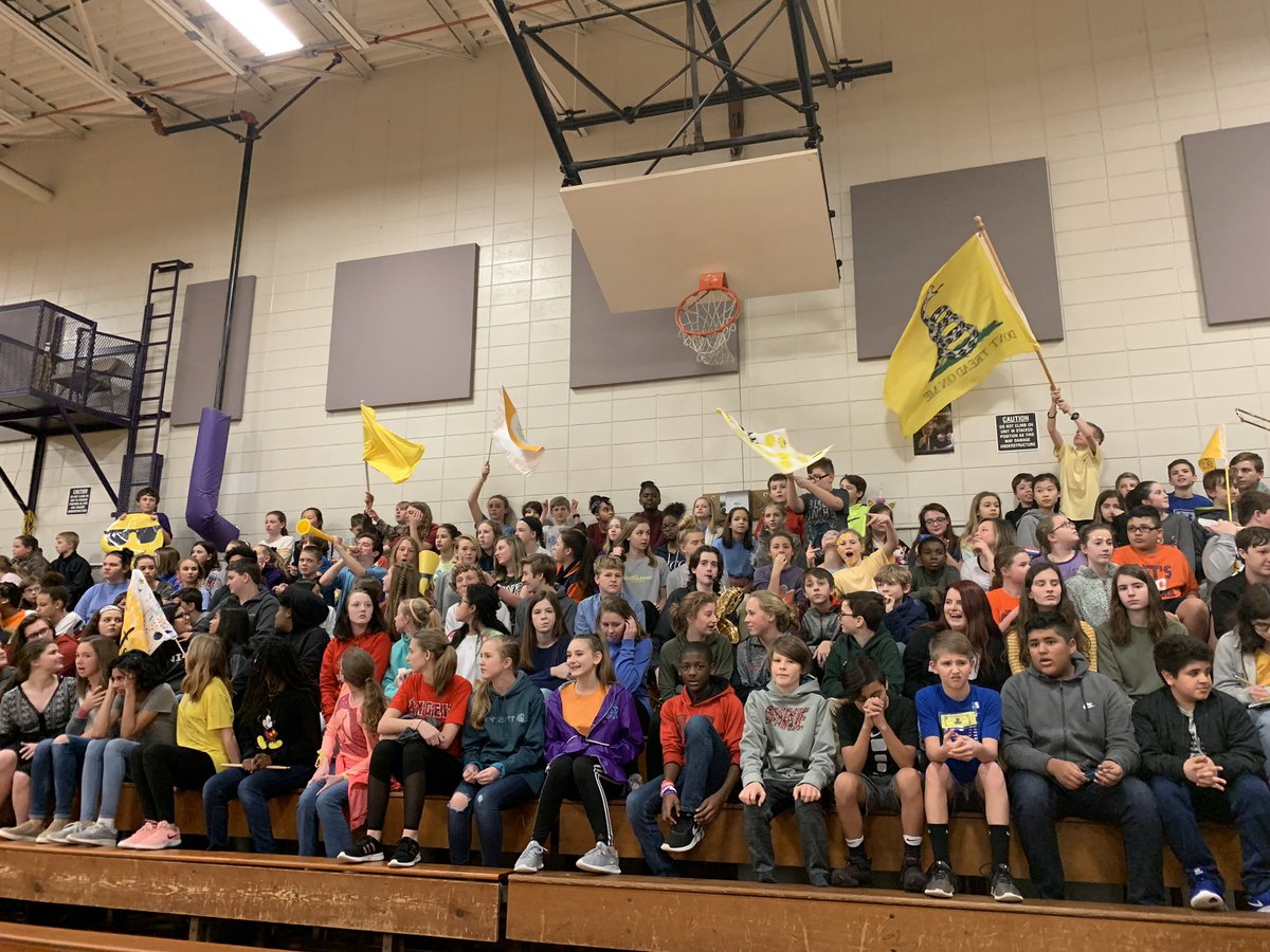 RCEMiddle's tweet photo. Students were excited to celebrate at today’s #HuddleRally🐾 Congratulations to #teamintegrity💛 for taking the win today! #teamRCE🐾 https://t.co/LtoULbRxiI