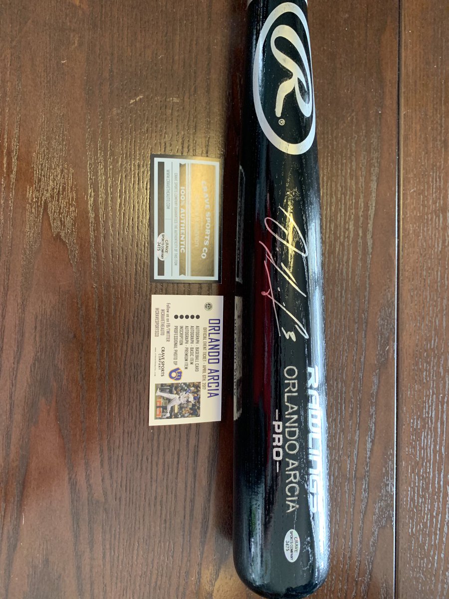 SportsNerd34's tweet image. Milwaukee Brewers SS Orlando Arcia Rawlings full size bat. Crave sports authenticated.  $90 shipped OBO.  @CardConnector