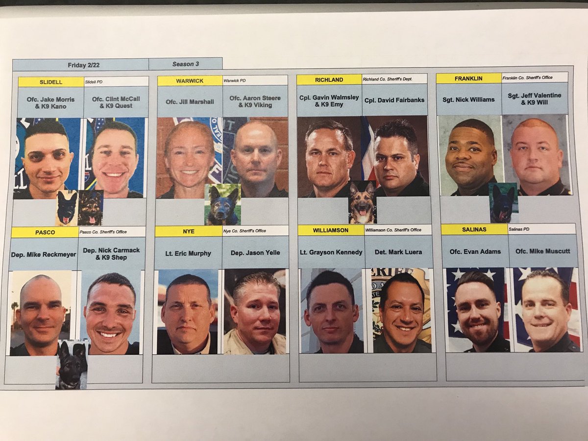 K9sOnPatrolLive's tweet photo. Let’s get ready to roll🤓
#Officername #LivePDFantasyLG

#Morris
#Kano
#Mccall
#Quest
#Marshall
#Steere
#Viking
#Walmsley
#Emy
#Fairbanks
#Williams
#Valentine
#Will
#Reck
#Carmack
#Shep
#Murphy
#Yelle
#Kennedy
#Luera
#Adams
#Muscutt

@lt_gray @JakeMorris186 @FCSO_S6 @LivePDNation https://t.co/POLoJAGAFV
