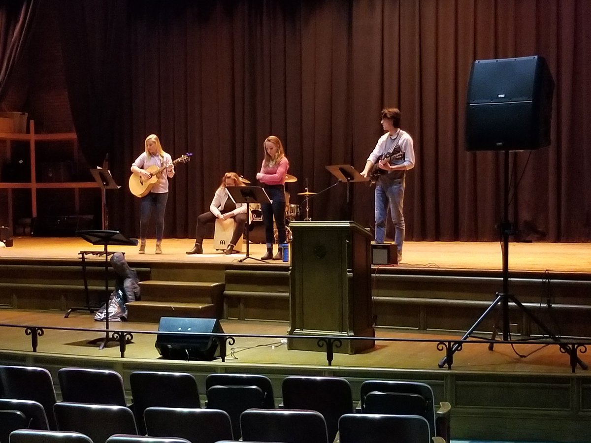 <a href="/GccSaac/">GCC_SAAC</a> <a href="/GCC_Wolverines/">Grove City College Athletics</a> worship team preparing for our All Athlete Worship Service! Join us in Crawford Auditorium at 7:00! #WolverinesTogether